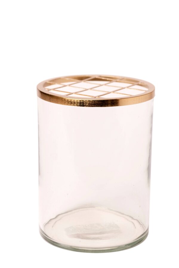 Lg Glass & Brass Flower Cylinder H9" - ST