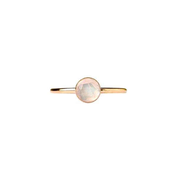 Medium Size 5 Rainbow Moonstone Faceted Gemstone 14k Goldfill Ring