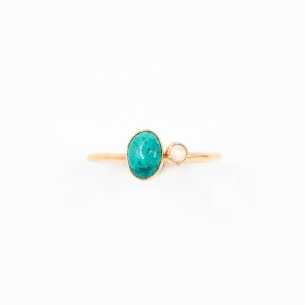 Duo Size 6 Chrysocholla and Opal Ring