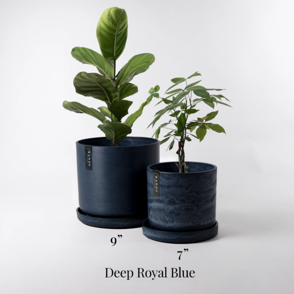 Two Set Planter Pots - 7" & 9": Deep Royal Blue