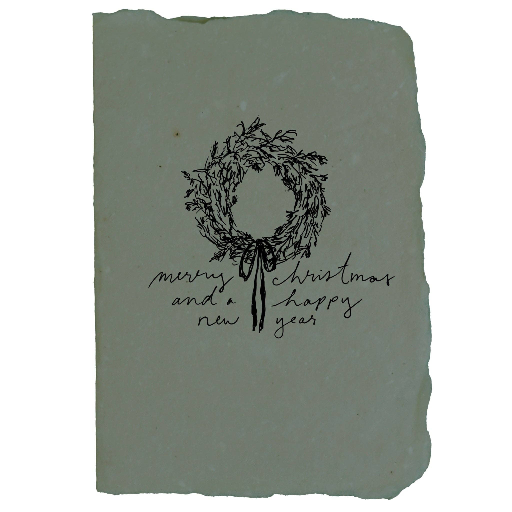 Merry christmas and a happy new year wreath card
