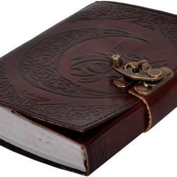 Celtic Wolf Moon Embossed Leather Journal and Personal Diary