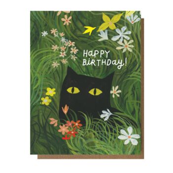 Flower Kitty Birthday Card: Sleeved Single A2 Card
