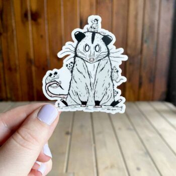 Opossum and Babies - Sticker: No