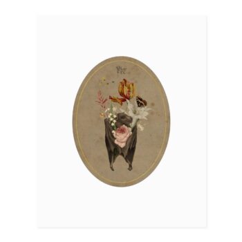 Bat with Flowers Art Print