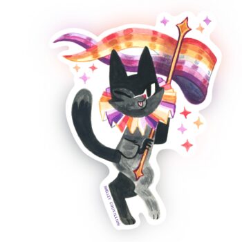 Lesbian Cat Sticker – Queer Cuties Medieval Pride | Winking
