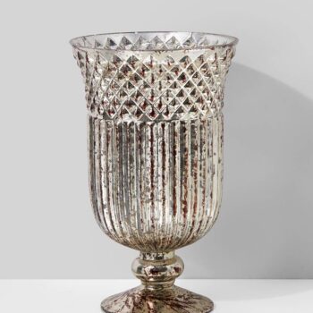 Antique Silver Mercury Glass Pedestal Vase, 5½ x 9in