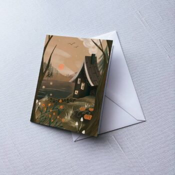 Greeting Card: Witch's Cabin; A2 folded, blank