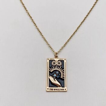 Magician Enamel Tarot Inlay Cubic Zirconia Pendant Necklace