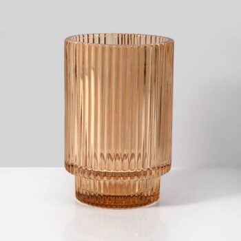 5in Amber Pleated Glass Votive Holder