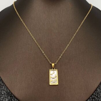 Star Moon Tarot 18K Gold Plated Steel Necklace -FGS/MS: Moon