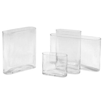 8" Oval Glass Flat Panel Vase, Clear