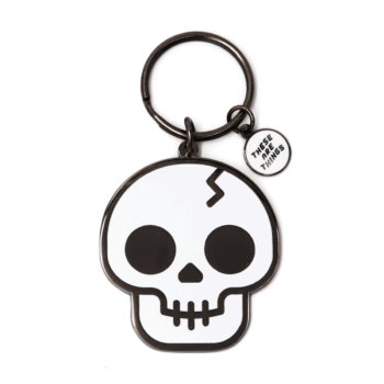 Skull Enamel Keychain: 2" tall x 1.75" wide not including key ring