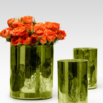 Shimmer Green Cylinder Vase 3.5x6