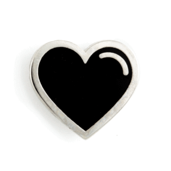 Black Heart Enamel Pin: .75" wide