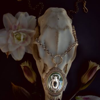 Scarab Portal Amulet: Jade & Black Onyx