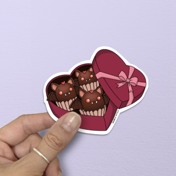 Bat Candy Box Valentines Sticker: 2 x 2.5