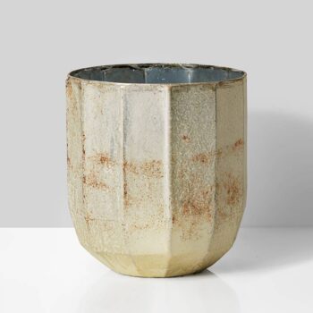 6in Faceted Pearl & Rust Glass Vase