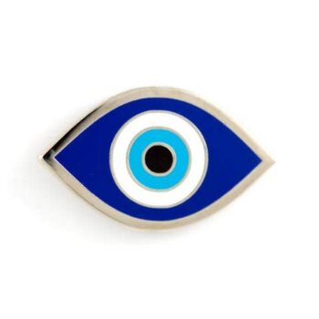 Evil Eye Enamel Pin: .5" tall x 1" wide