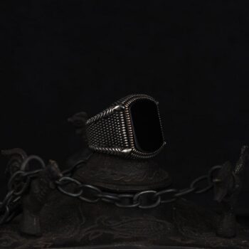 Unique Silver Ring with Black Onyx Stone: 11 US