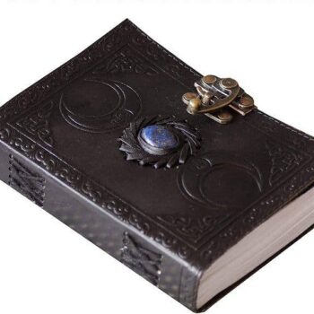 Antique triple moon leather journal vintage paper grimoire