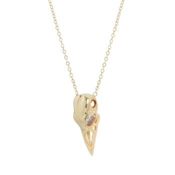 Raven Skull Necklace: Gold Filled or Sterling Silver Witchy: Yellow Gold