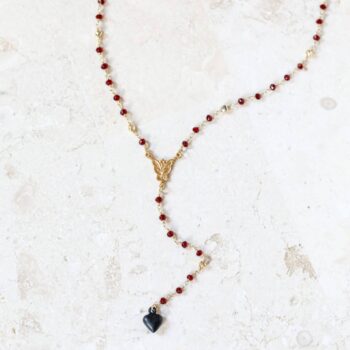 Black Spinel Dark Valentine Lariat: Gothic Witchy Jewelry: Red