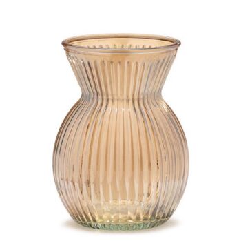 Electroplated Gold Ribbed Vase Flare Rim