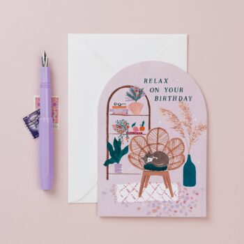 Relax on Your Birthday Card | Cute Cat Card | Lush Boho Card
