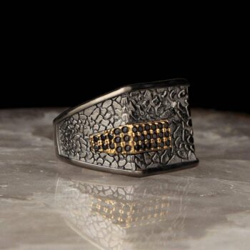 Mens Nugget Ring with Black CZ Diamonds: 11 US