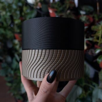 3D Printed 5" Two-tone (Black and Gold) Planter With Drip Tray