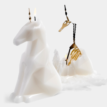 Unicorn Skeleton Candle - Vanilla Scent, White