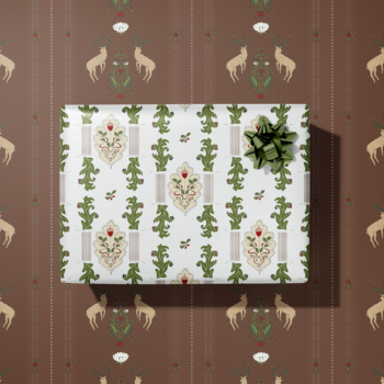 Holly and Oak Gift Wrap Sheet – Double Sided: Roll of 3 Sheets