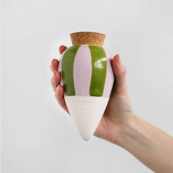 Olla -  Green and lilac stripes