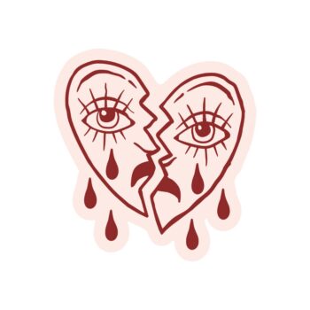 Crying Heart Tattoo Girl High Quality Vinyl Sticker