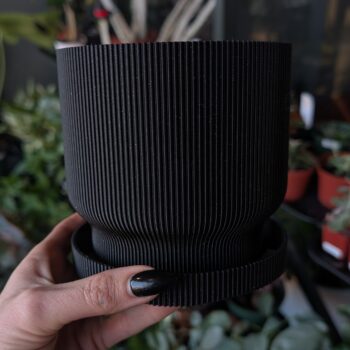 3D Printed 5" Black Planter With Drip Tray